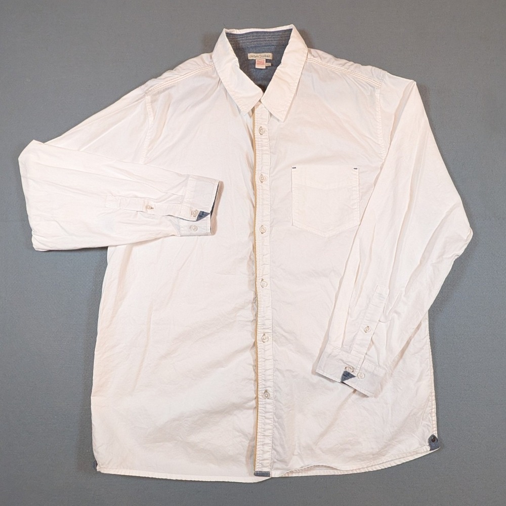 Carbon 2 Cobalt Button Up Shirt Mens LT White Long Sleeve Cotton Casual - Picture 2 of 7